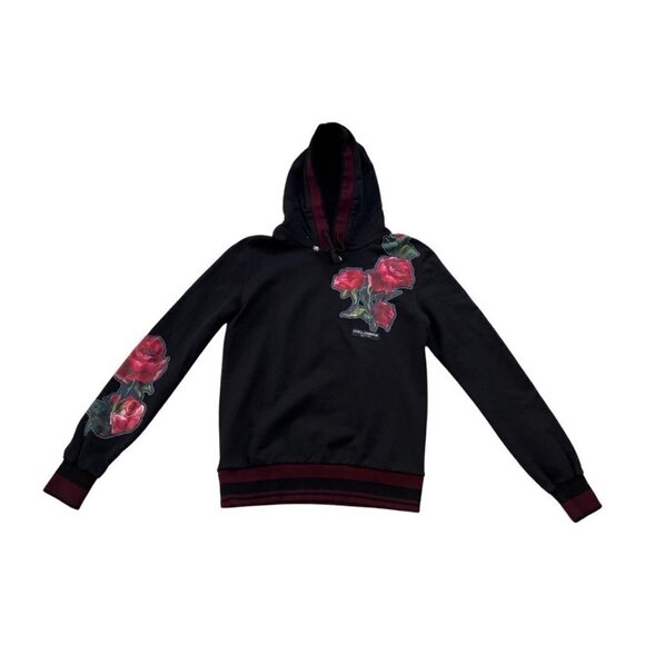 Dolce & Gabbana mens Floral patch black hoodie sweater size 46 - Picture 1 of 6